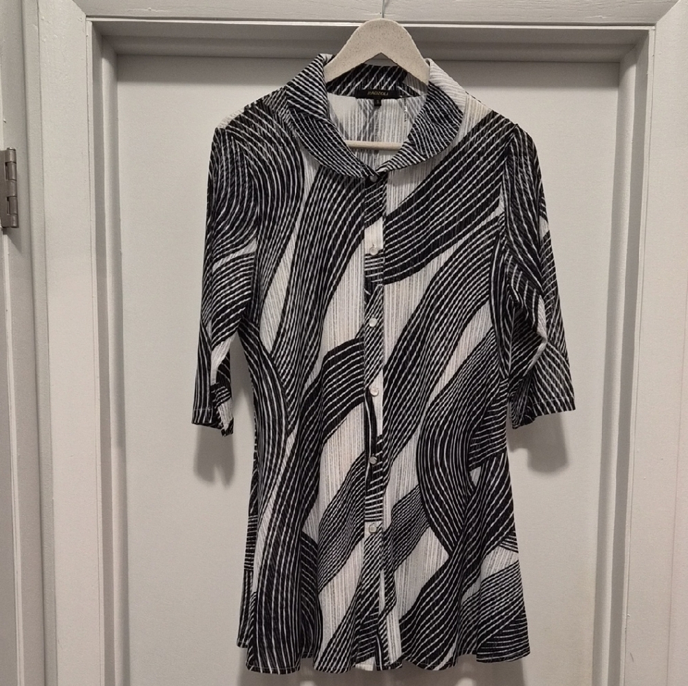 Radzoli Monochrome Striped sheer top.